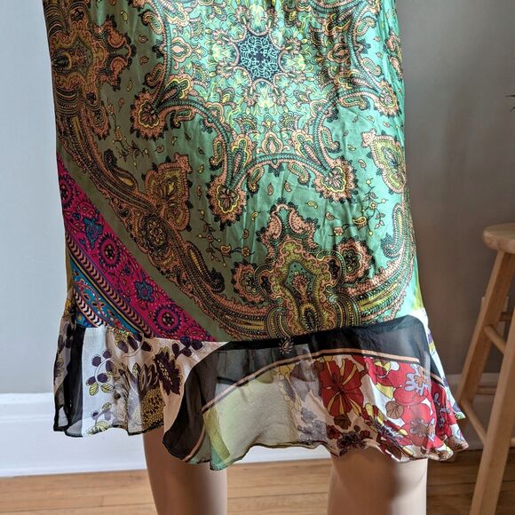 Vitntage Y2K Dress Midi Skirt Silk Floral Paisley Fairycore Grunge Size Small - Picture 7 of 9